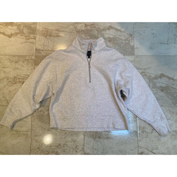 AYR Tops - AYR The Zip Fleece Pullover Half-Zip Sweatshirt Light Grey Size Small